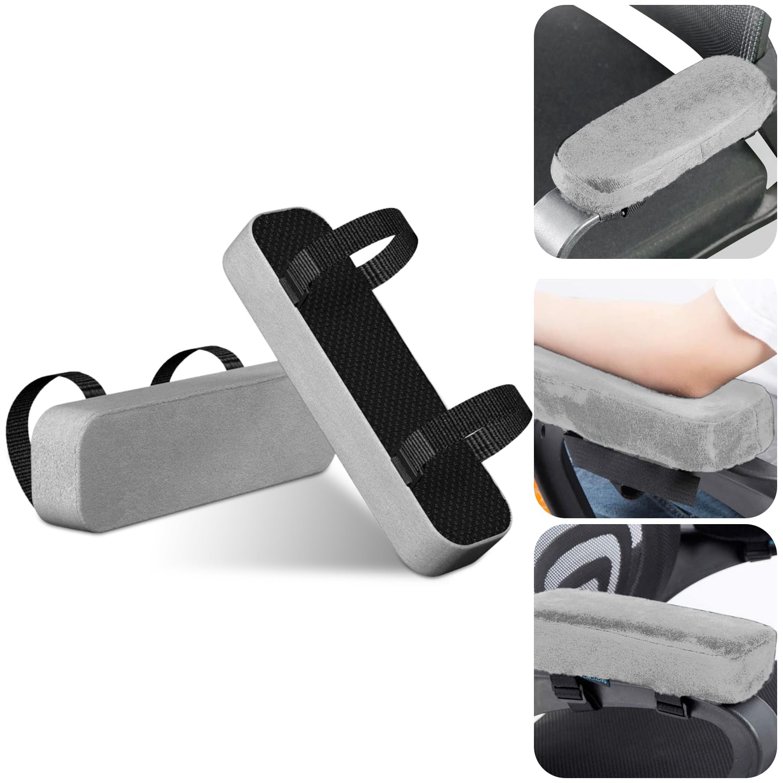 2 cuscini per braccioli ergonomici, per sedia da ufficio, sedia a rotelle (grigio)