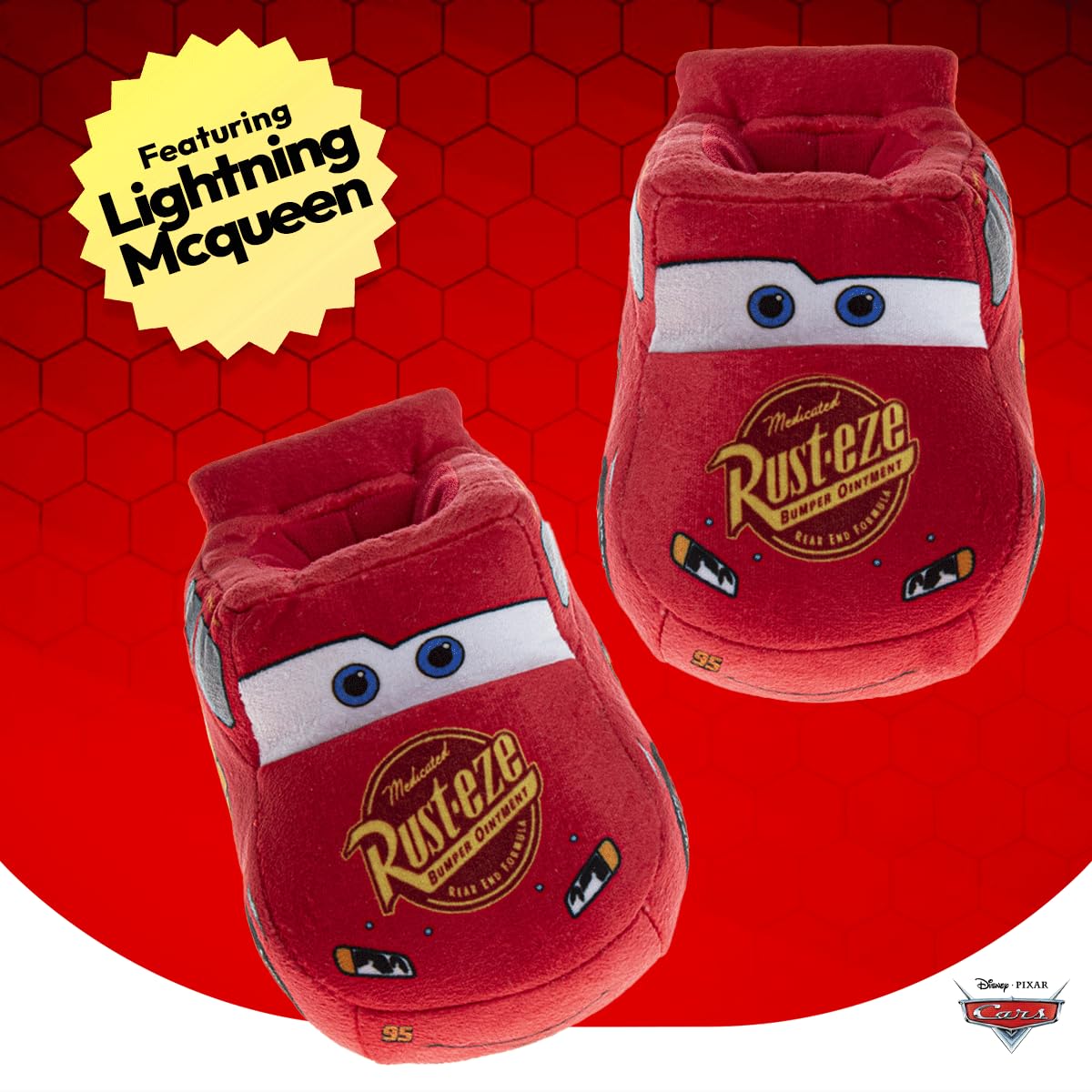 Disney Buzz and Woody Fuzzy Slippers dla dzieci - Buzz and Woody Fuzzy Slippers (niemowlę/dziecko), czerwony 3D pluszowy samochód, 7-8 Toddler