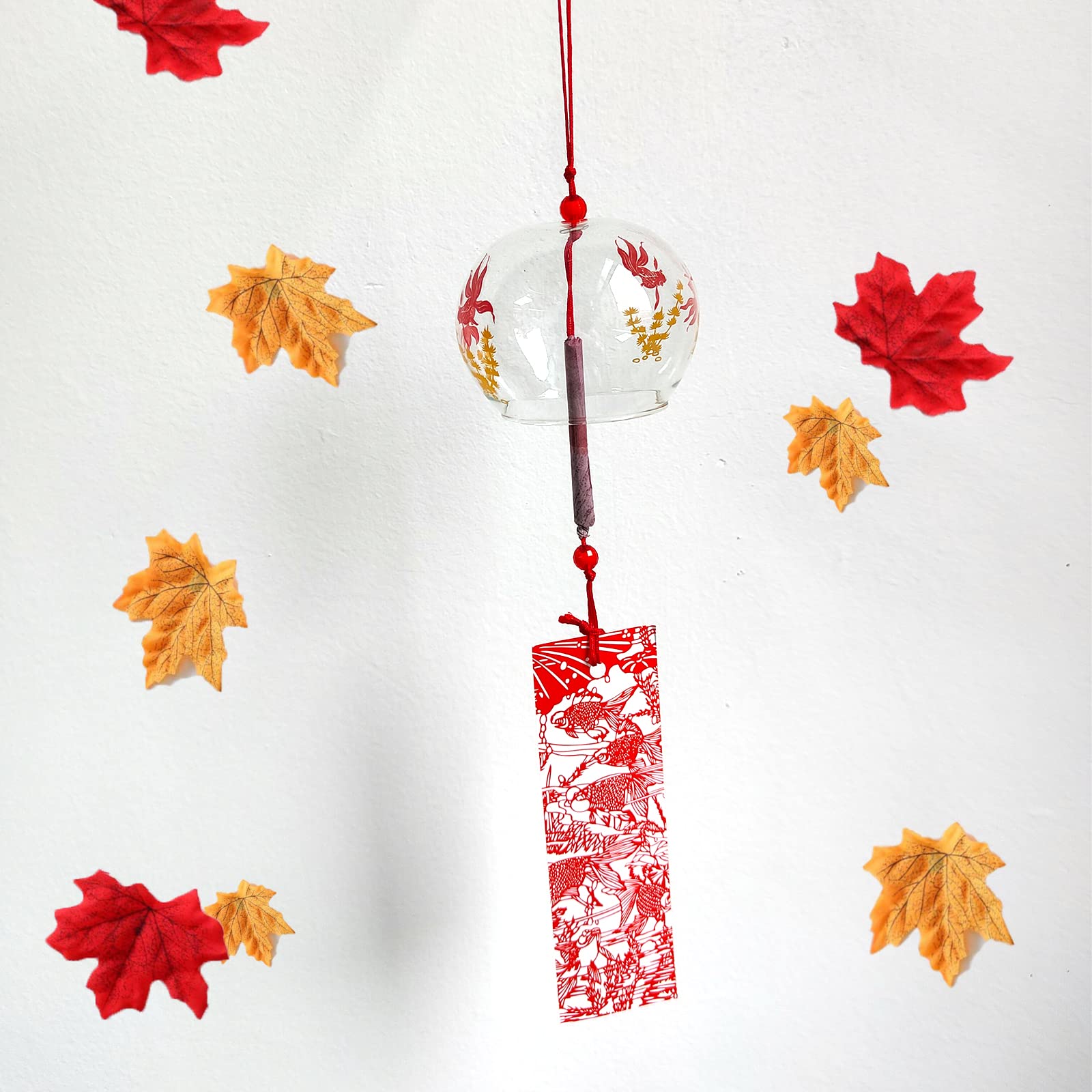 Campanelli eolico Giapponesi, Campanelli eolico in Vetro, Rosso per Decorazione Domestica e Auto