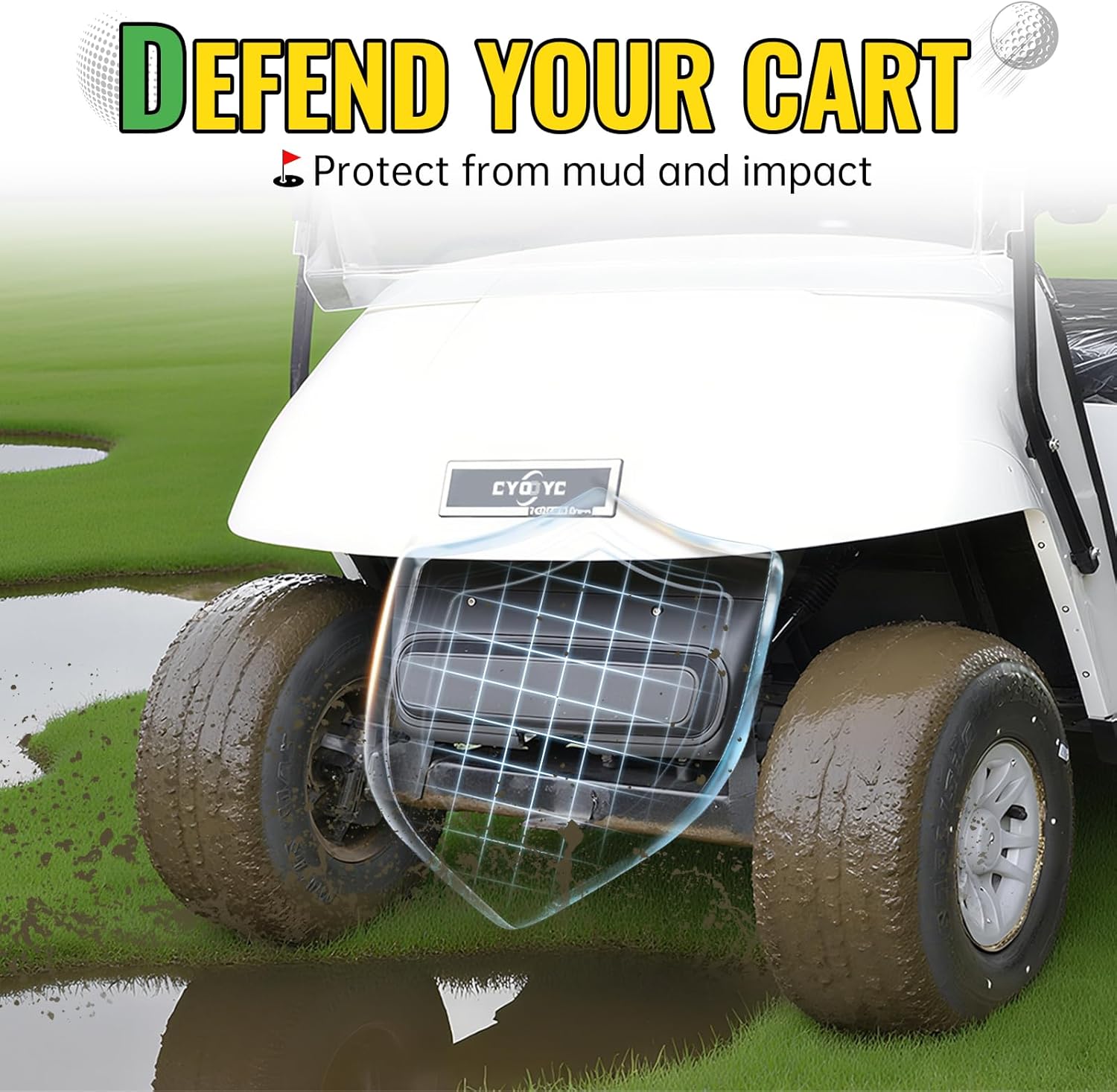 Golf Cart Front Shield Cover Shock Bumper Brush Guard for EZGO TXT Accessories, Replaces OEM 27166G01 27166G02 27166G04