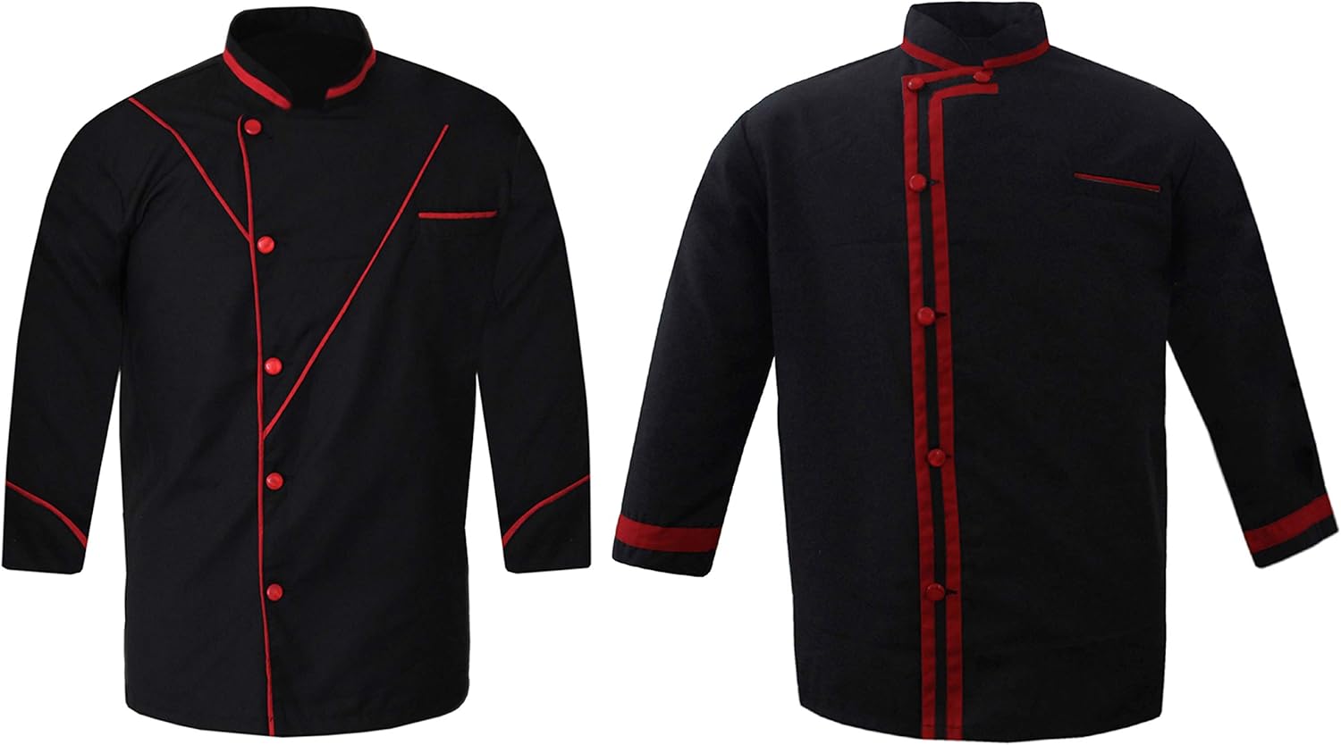 Soft & Comfort Men Black Chef Jacket Red Strip Pack of 2 (Size-XXL)