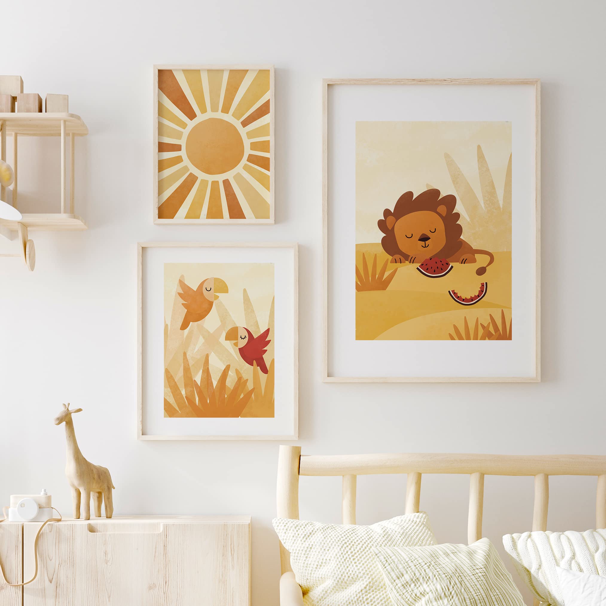 Lot De 5 Affiches Pour Chambre Enfant - Fabriqué En France - Papier Recyclé FSC - Thèmes Animaux (bleu, Rose, Vert, Jaune) - 9