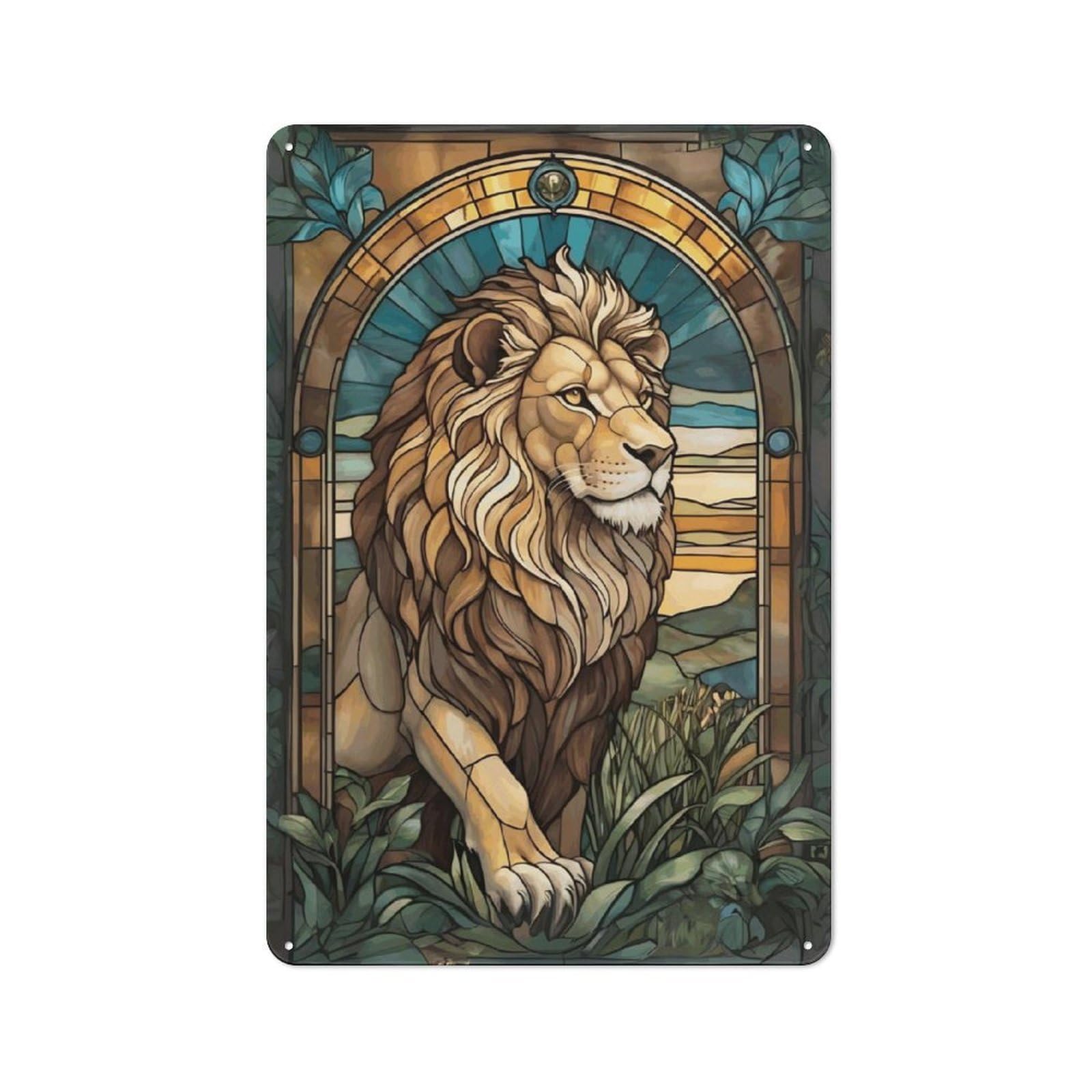 Junmoney Lion Animal Retro-Style Tin Sign 30X20cm For Living Room Or Hallway, For Home Wall Decor Collectors Refreshing A Room In Autumn