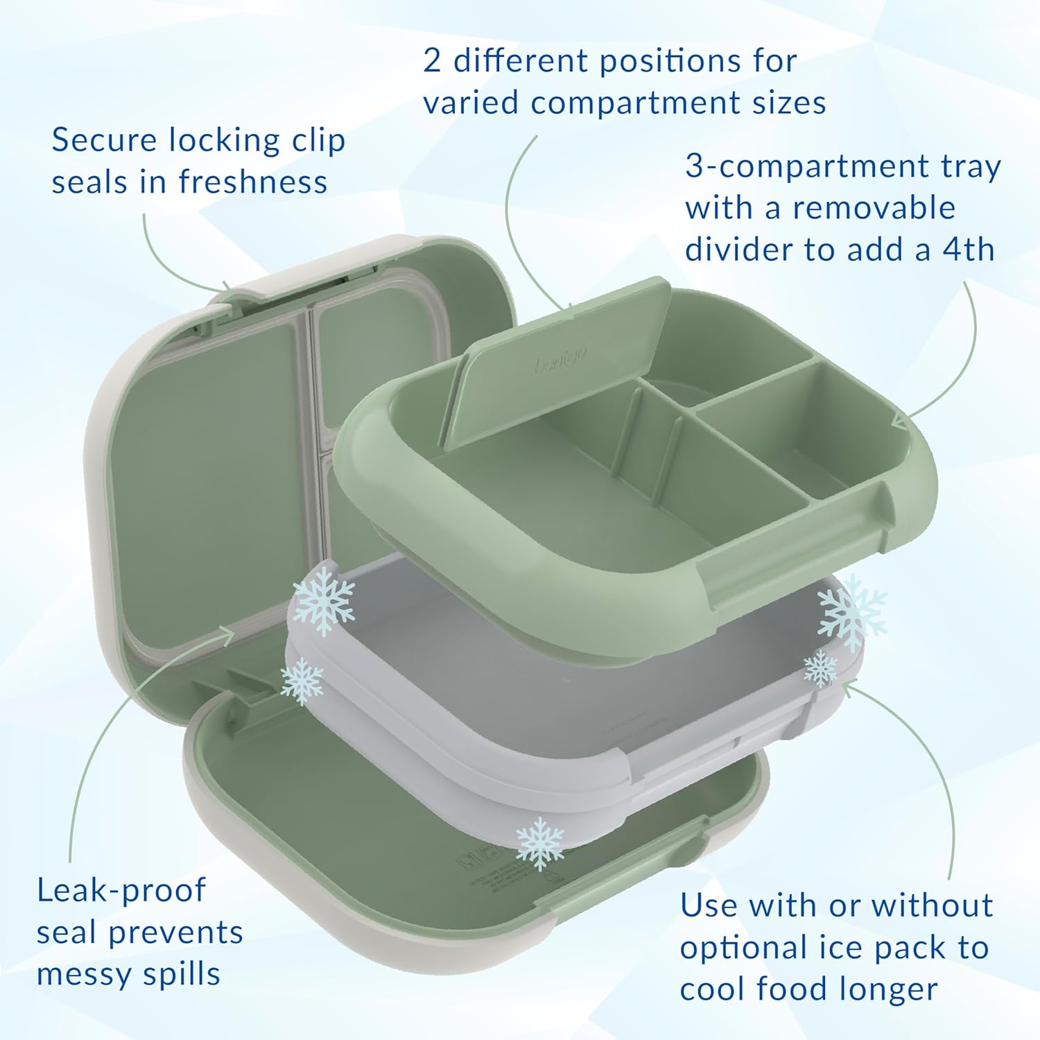 Bentgo Chill Kids (Truly Teal) and Chill Max (Clay Green & Gray) Lunch Box Set