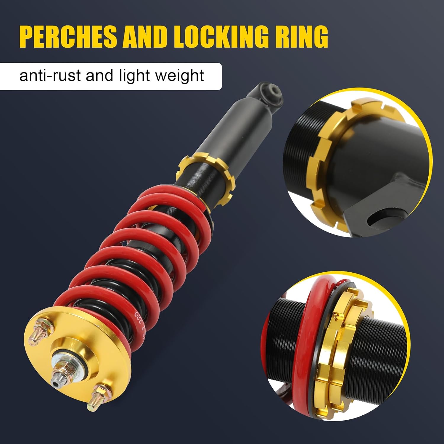 Coilovers replacement for Honda CR-V 1996-2001 1st Gen. RD1-RD3 FWD & AWD 1996-2001 Front Rear Height Adjustable Coilover Suspension Shock Absorber Lowering Kit(Non adjustable damper) Set of 4 Red