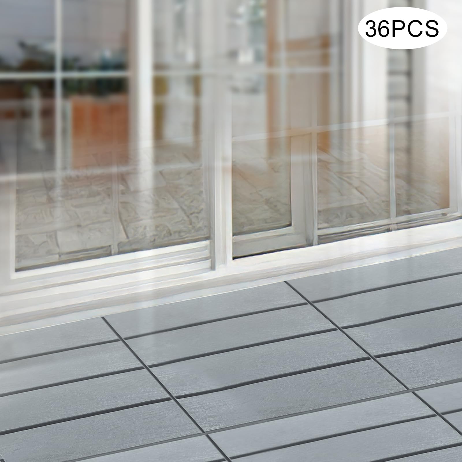 Interlocking Deck Tiles for Balcony, Patio, Porch, 12 x 12 Inch Waterproof & Weatherproof Flooring, Durable Plastic Outdoor Tiles for Poolside, Backyard, Indoor Outdoor Use (36Pcs, Grey)