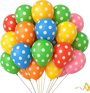 50 Pcs Polka Dots Balloons for Happy Birthday Decoration Items Multicolor Baby Boys Girls Kids Husband Wife Adults Living Room Home Latex Polka Dot Balloons for Birthday Decoration Kit Set