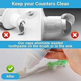 Self-Closing XXL Toothpaste Caps 3-Pack White, Sensodyne Pronamel Compatible by Tilcare - No Waste Cap Dispensers for Easy Use - Mess-Free Toothpaste Lids - Food Grade Silicone & BPA-Free Toppers