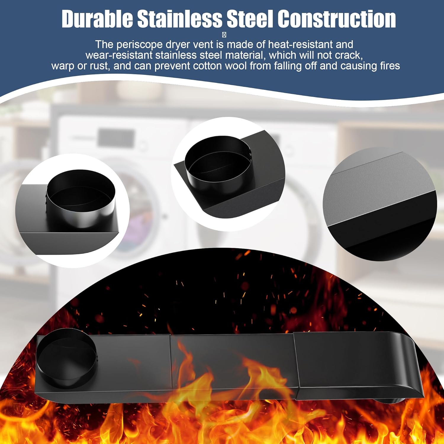 4" Adjustable Periscope Dryer Vent Kit, 304 Stainless Steel Dryer Vent Kit, 29"- 45" Telescoping Dryer Vent Duct Fit for Whirlpool and all 4in Dryer Vent, Dryer Vent Adapter for Tight Spaces