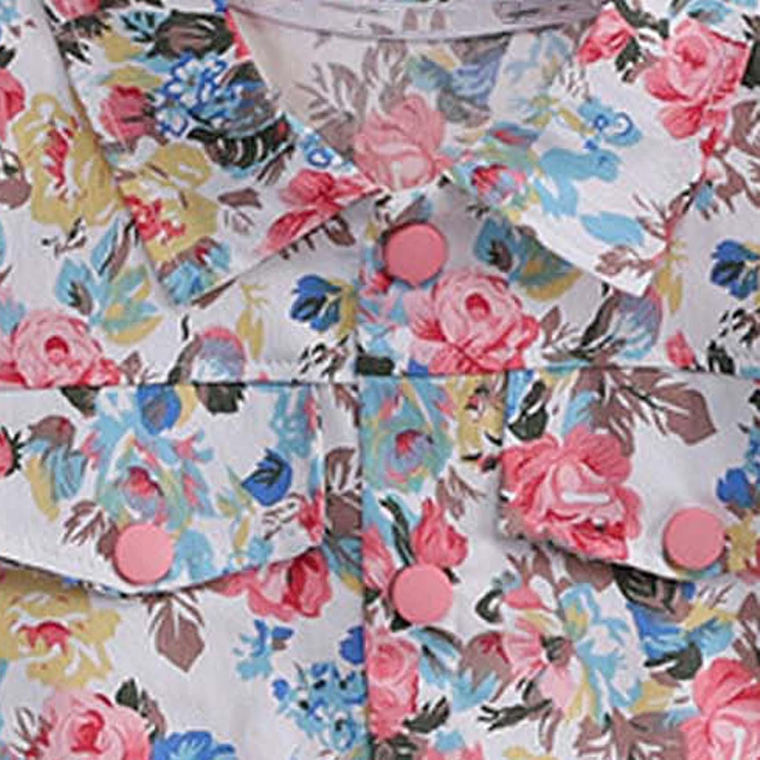 Girls Floral Fashion Two Piece Short Sleeve Ruffle Trim Top High Elastic Casual Short Polo Button Down Clothing Set