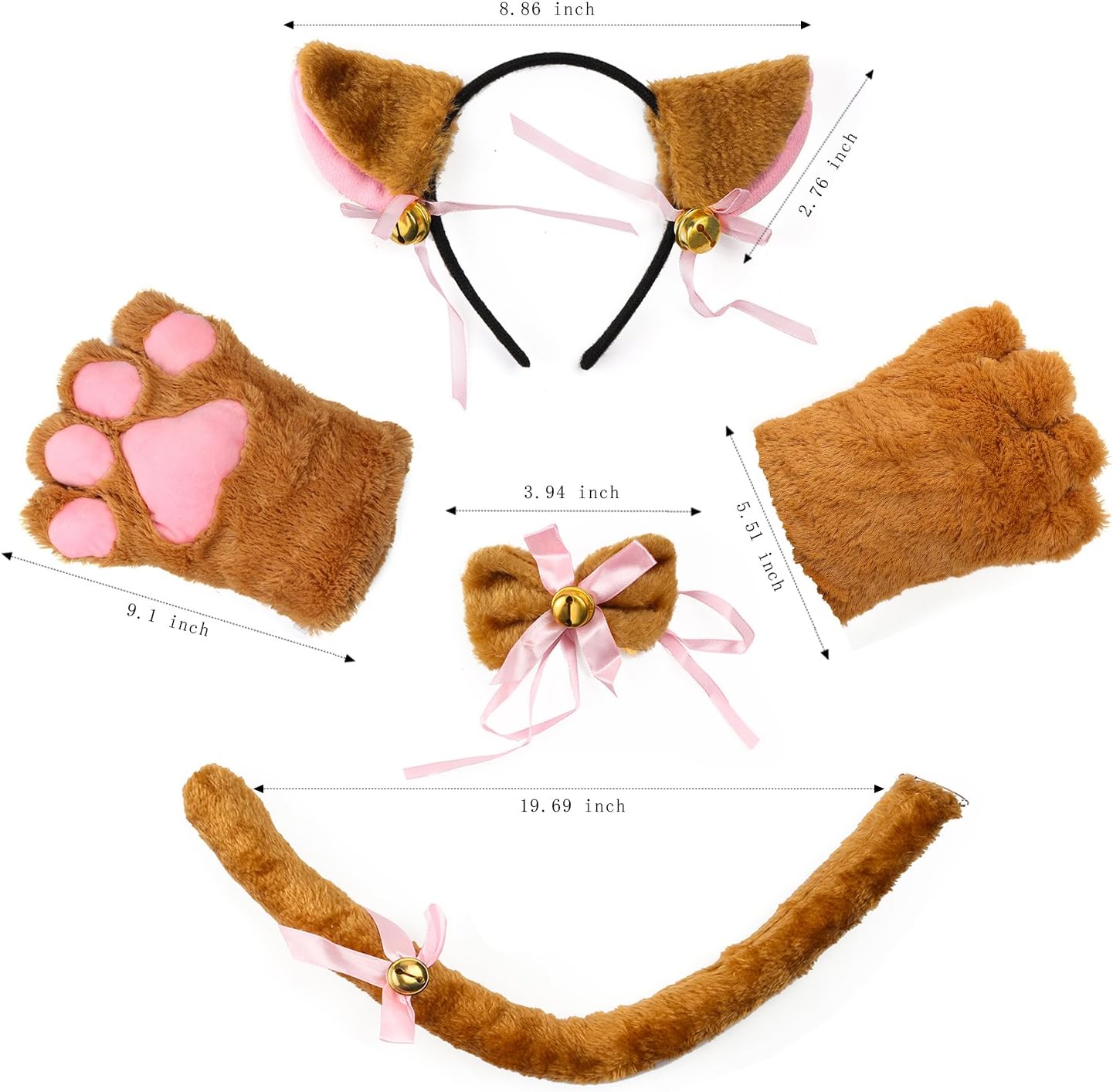 Beelittle Cat Cosplay Costume Accessories Kitten Ears Tail Collar Paws for Women Girl Halloween Dress Up - Image 6