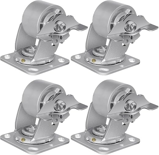 3" X 2" Industrial Casters - Heavy Duty Casters, 2800 Lbs Capacity, Set of 4 (Solid Cast Iron Wheels), for Pallet Trucks, ...