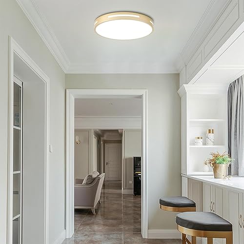 Miniatura 2 de Lámpara LED de techo de montaje empotrado dorada, lámpara de baño de 24 W, montaje de techo regulable, juego de 3, 12 pulgadas, cerca de techo, 5CCT