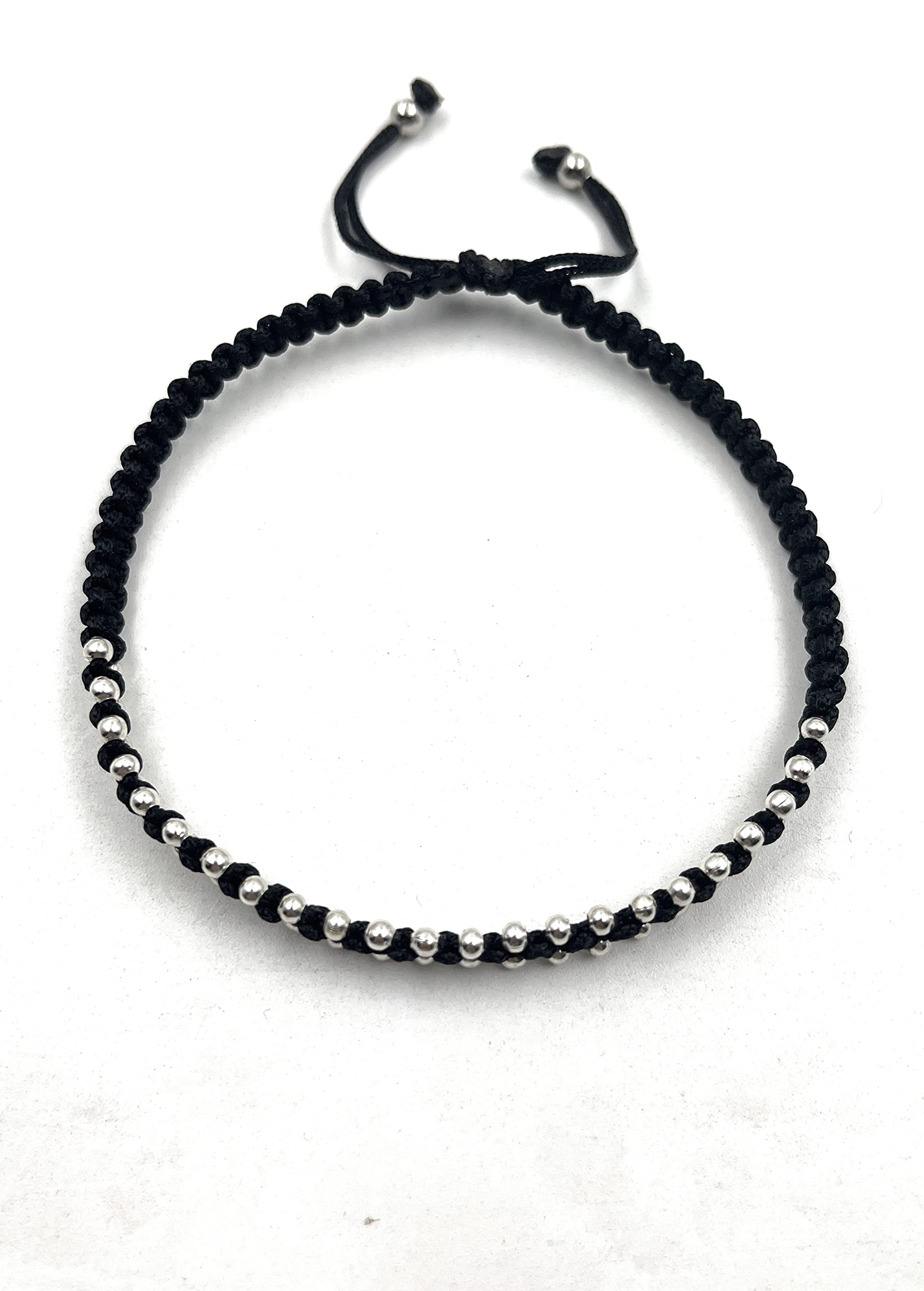 Adjustable Thread Artificial Silver Beads Anklet for Girls