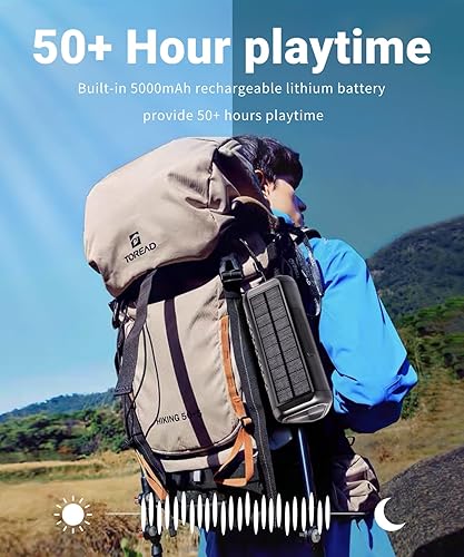 Miniatura 4 de Altavoz solar Bluetooth HD con función de banco de energía de 5000 mAh, tiempo de reproducción inalámbrico de 50 horas, BT5.3, emparejamiento TWS,