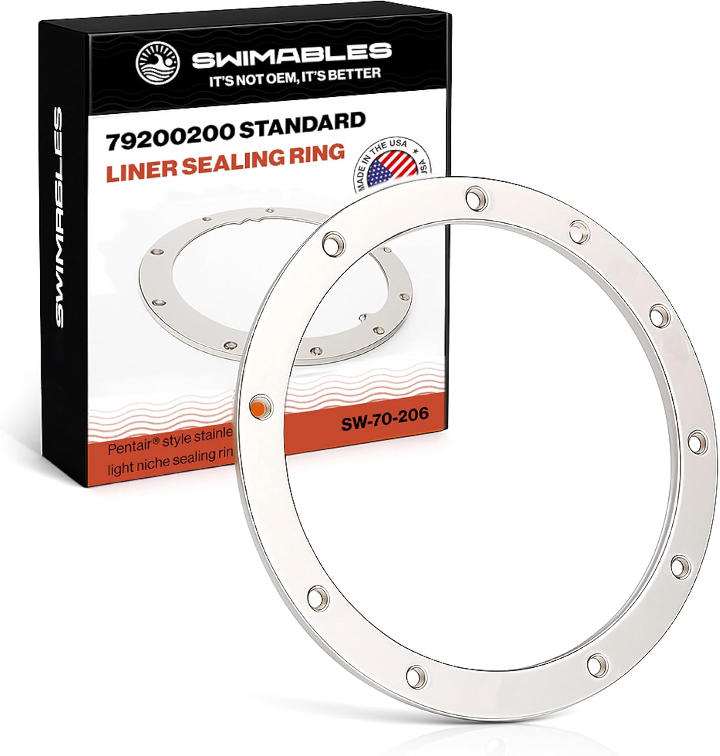 Swimables 79200200 10-Hole Standard Liner Sealing Ring – Replacement Gasket Fit for Pentair Large Stainless Steel Niches, Compatible with 10" Inground Pool Lights – Durable Pool Light Ring Replacement