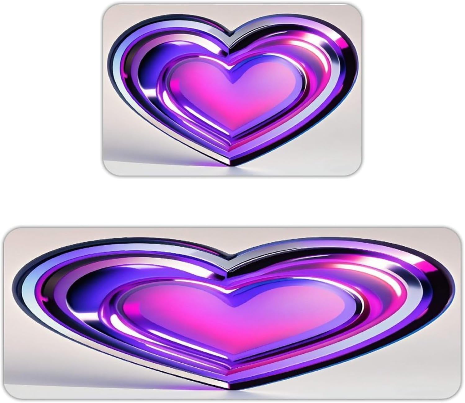 Purple Hearts Kitchen Mats for Floor 2PCS Waterproof Non-Slip Kitchen Rugs Cushioned Anti-Fatigue Mat Heavy Duty Floor Mats Comfort Standing Mat for Kitchen Home Office Laundry
