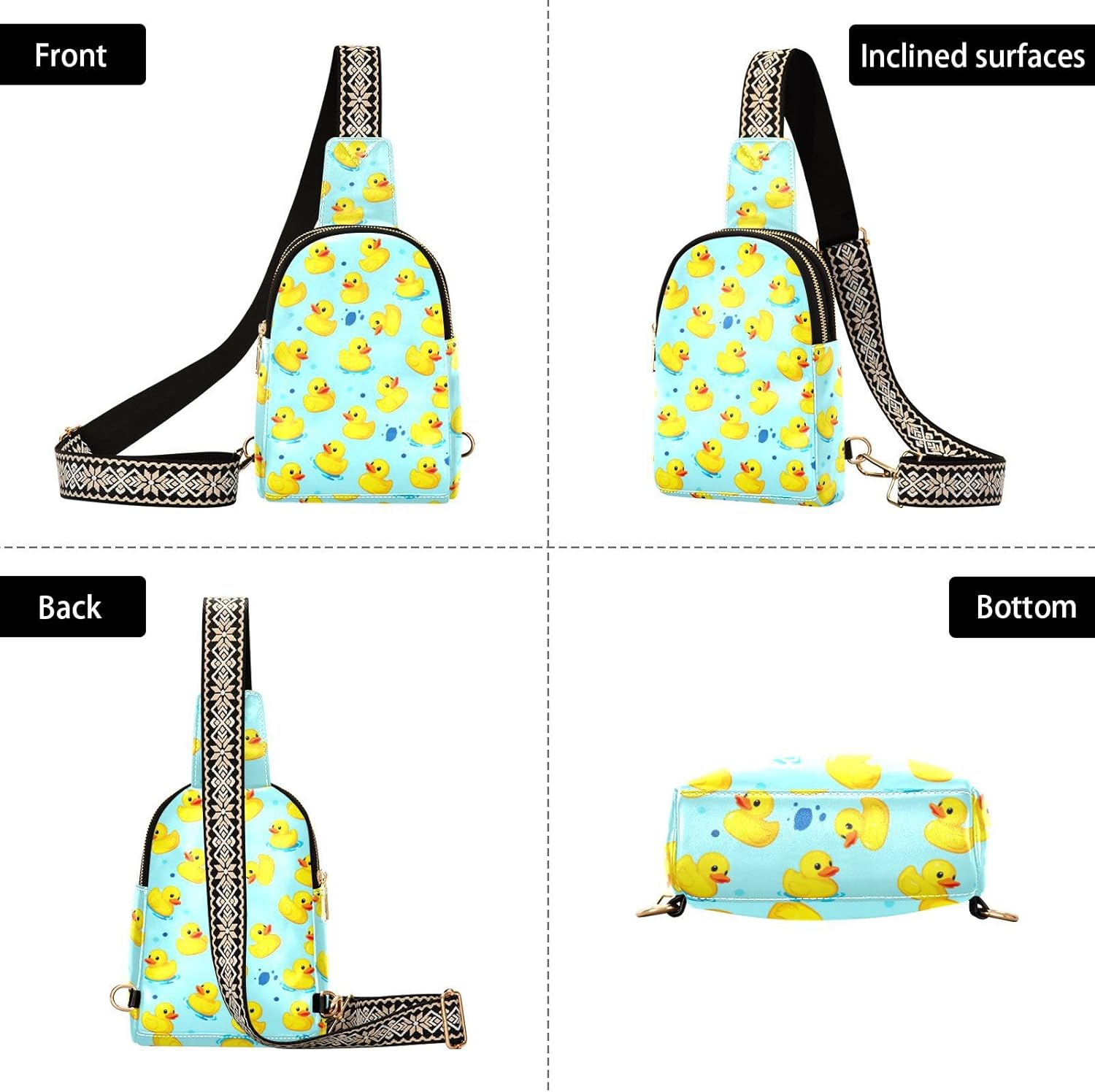 Rubber Ducks Crossbody Bags for Women,Leather Sling Bag Fanny Pack for Travel Hiking Outdoor