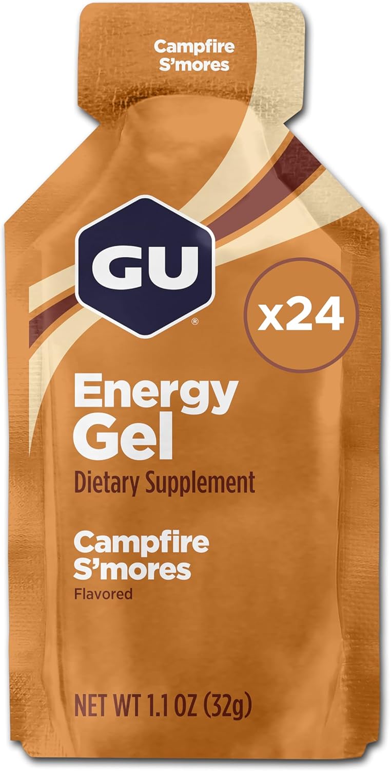 GU Energy Original Sports Nutrition – Gel energético, vegano y sin lácteos, energía para cualquier entrenamiento, fogata S’Mores, 24 unidades