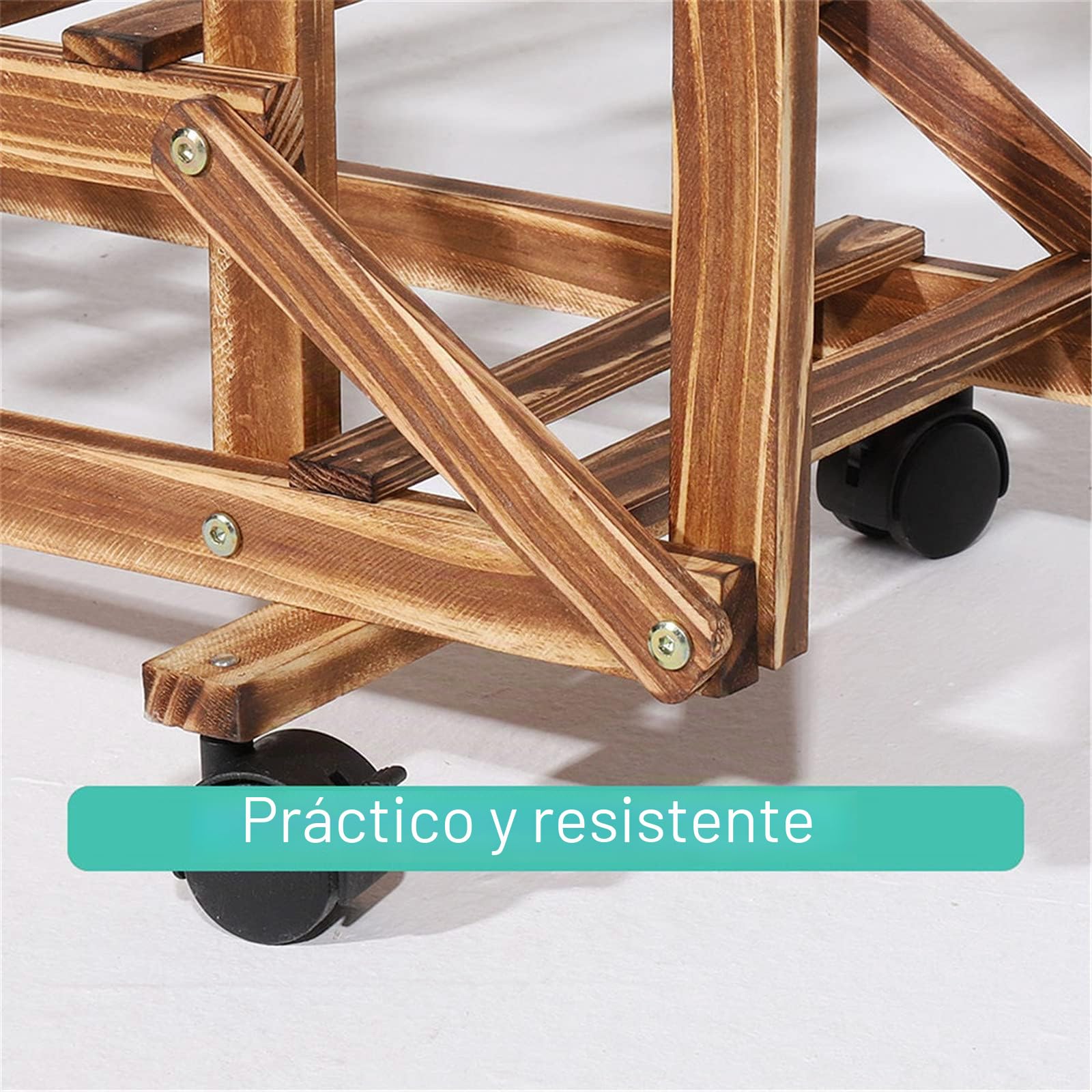 unho Estanteria para Macetas Ruedas Exterior Interior, Soporte para Plantas de Madera con 6 Niveles Estante Decorativo para Macetas para Oficina Jardín Patio Balcón Salón 95 × 25 × 102cm