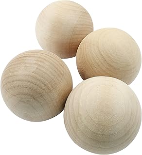 Hitefu 3 Inch Wooden Round Ball, 4 Pcs Unfinished Natural Wooden Balls, Smooth & Solid Hardwood Ball for Crafts, DIY, Decoration, Art Painting