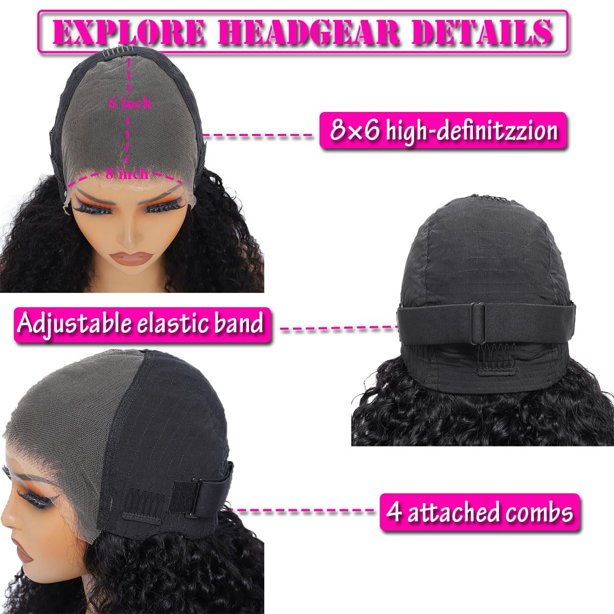 8x6 Burmese Curly Wig Human Hair 250% Glueless Wigs Human Hair Pre Plucked Pre Cut Upgrade HD Lace Invisible Knots Wear and Go Deep Wave Lace Front Wigs for Black Women (burmese curly wig, 18 inch)