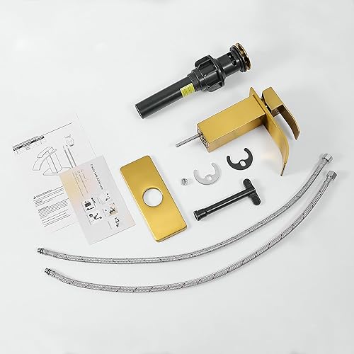 Miniatura 30 de Fransiton Grifo de baño de cascada de bronce aceitado con una sola manija de 1 o 3 agujeros, grifo de lavabo con cubierta y drenaje desplegable