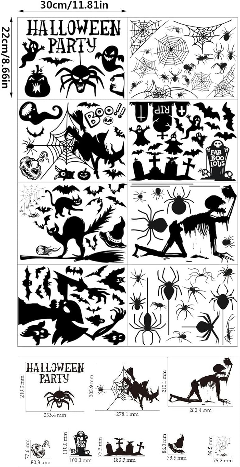 ハロウィン ウィンドウ ステッカー 8枚 両面取り外し可能 ハロウィン ウィンドウ ステッカー ガラス デカール パーティー デコレ