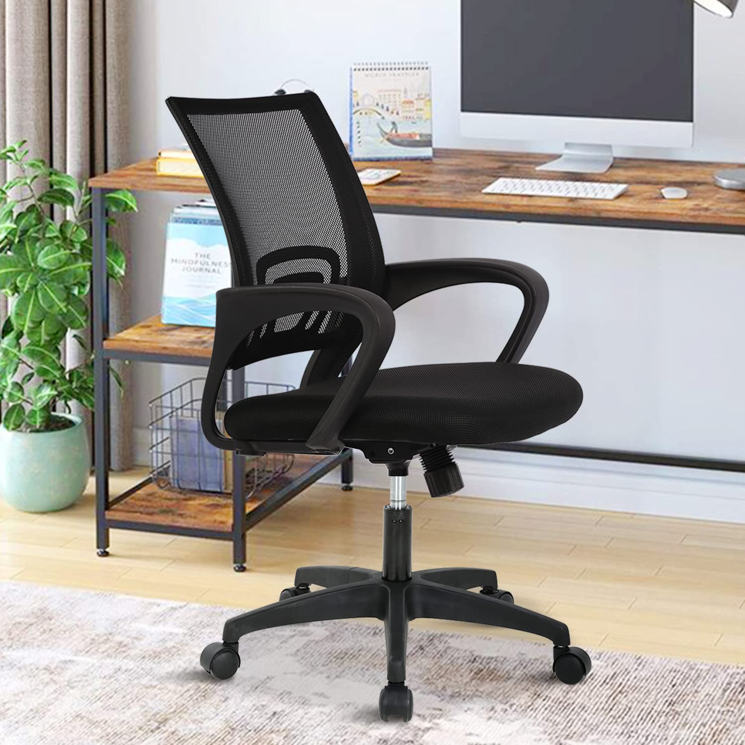 Mesh Computer Chair Home Office Chair Ergonomic Desk Chair with Lumbar Support& Armrest, Adjustable Mid Back Task Chair Rolling Swivel Executive