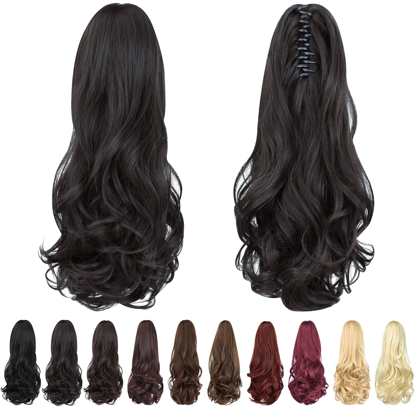 ponytail extension,16" claw clip hair extensions ponytail short curly hair ponytail Extension Natural Looking Synthetic Hairpiece for Women Natural