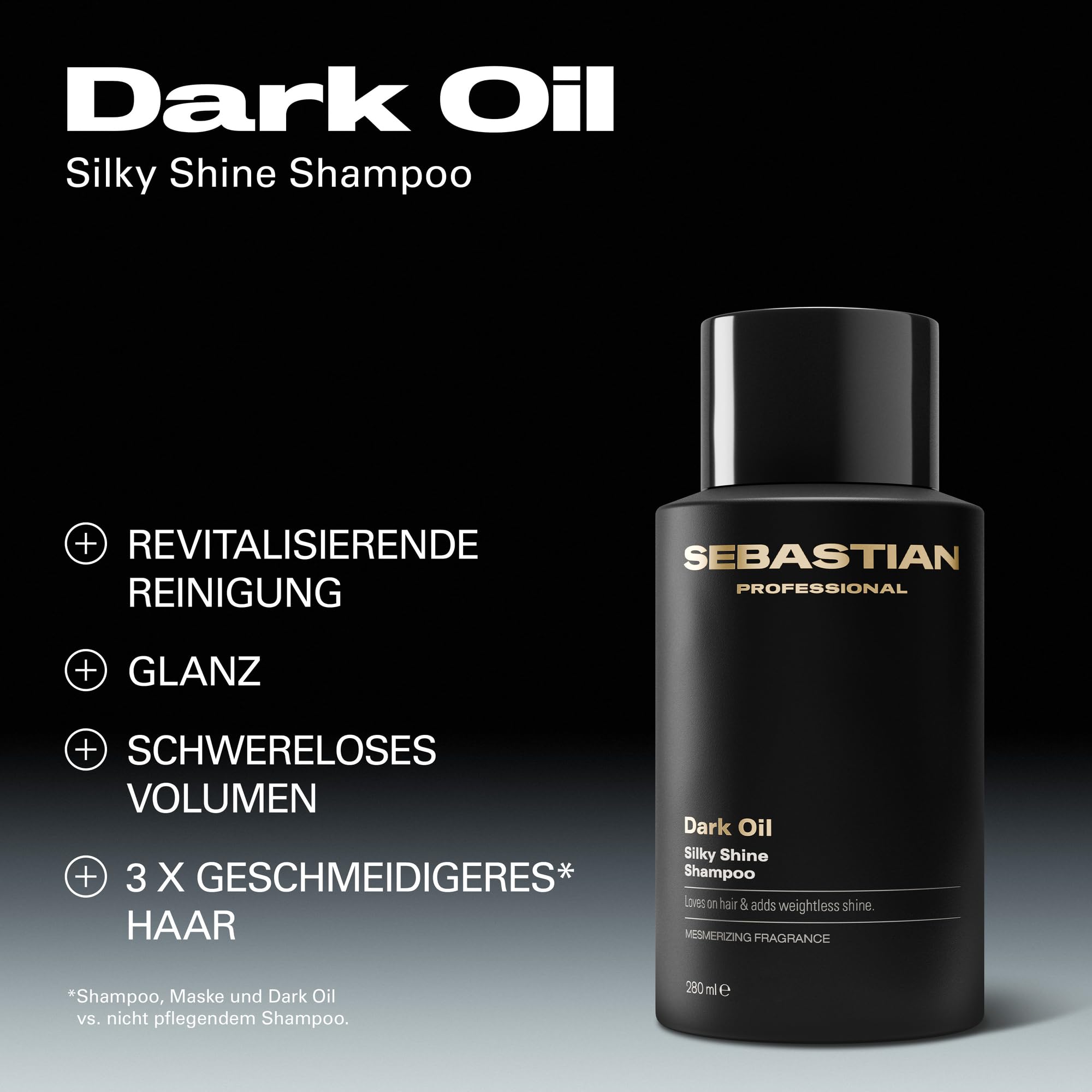 Sebastian Professional Dark Oil Silky Shine Shampoo – Pflegeshampoo mit Arganöl & Jojobaöl für geschmeidiges, glänzendes & schwereloses Haar – Professionelle Haarpflege für alle Haartypen