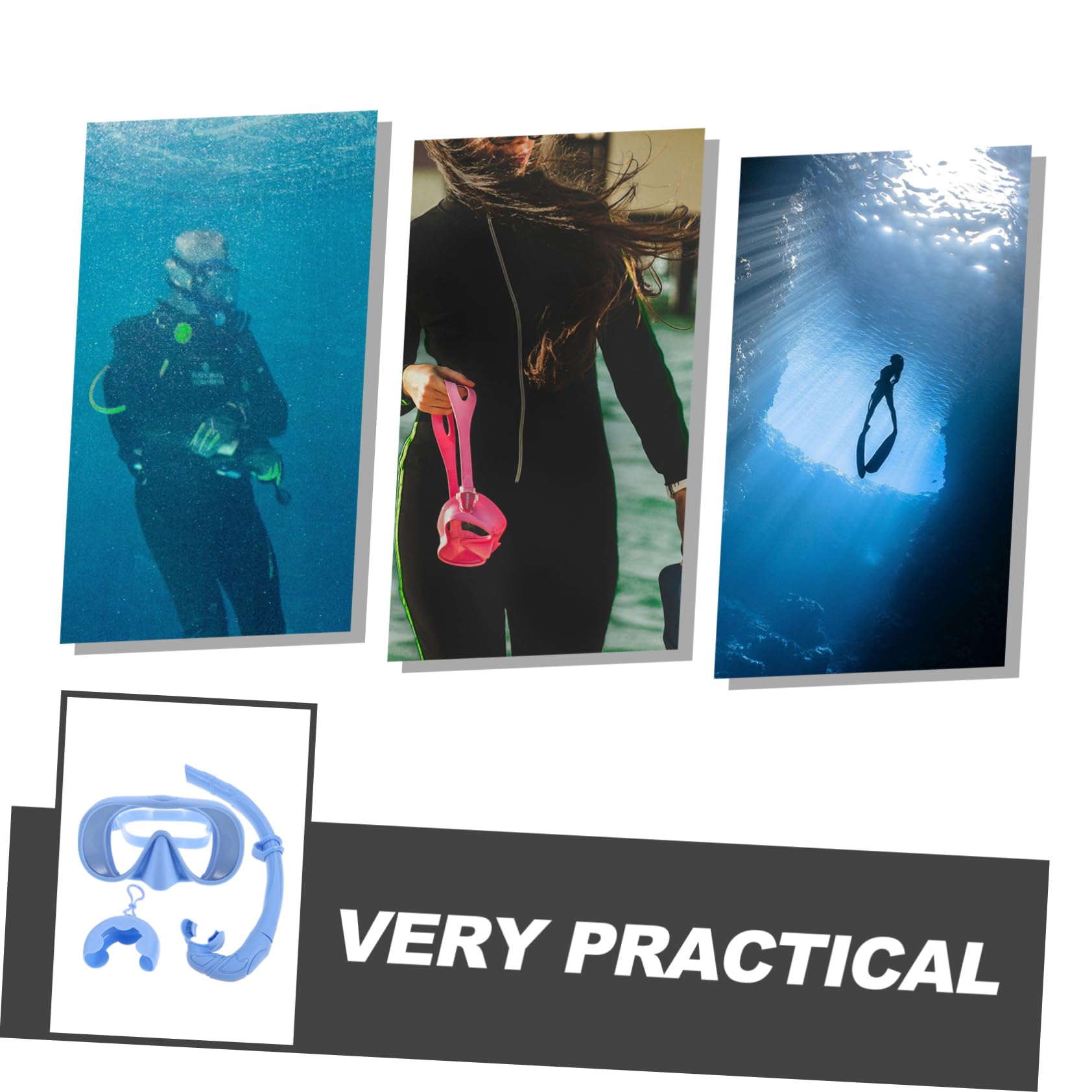 Set Snorkeling Maschera Immersione Adulto Silicone | Festa Estiva, Vetro Temperato, Custodia Inclusa, Uso Viaggio e Nuoto, per Adulti