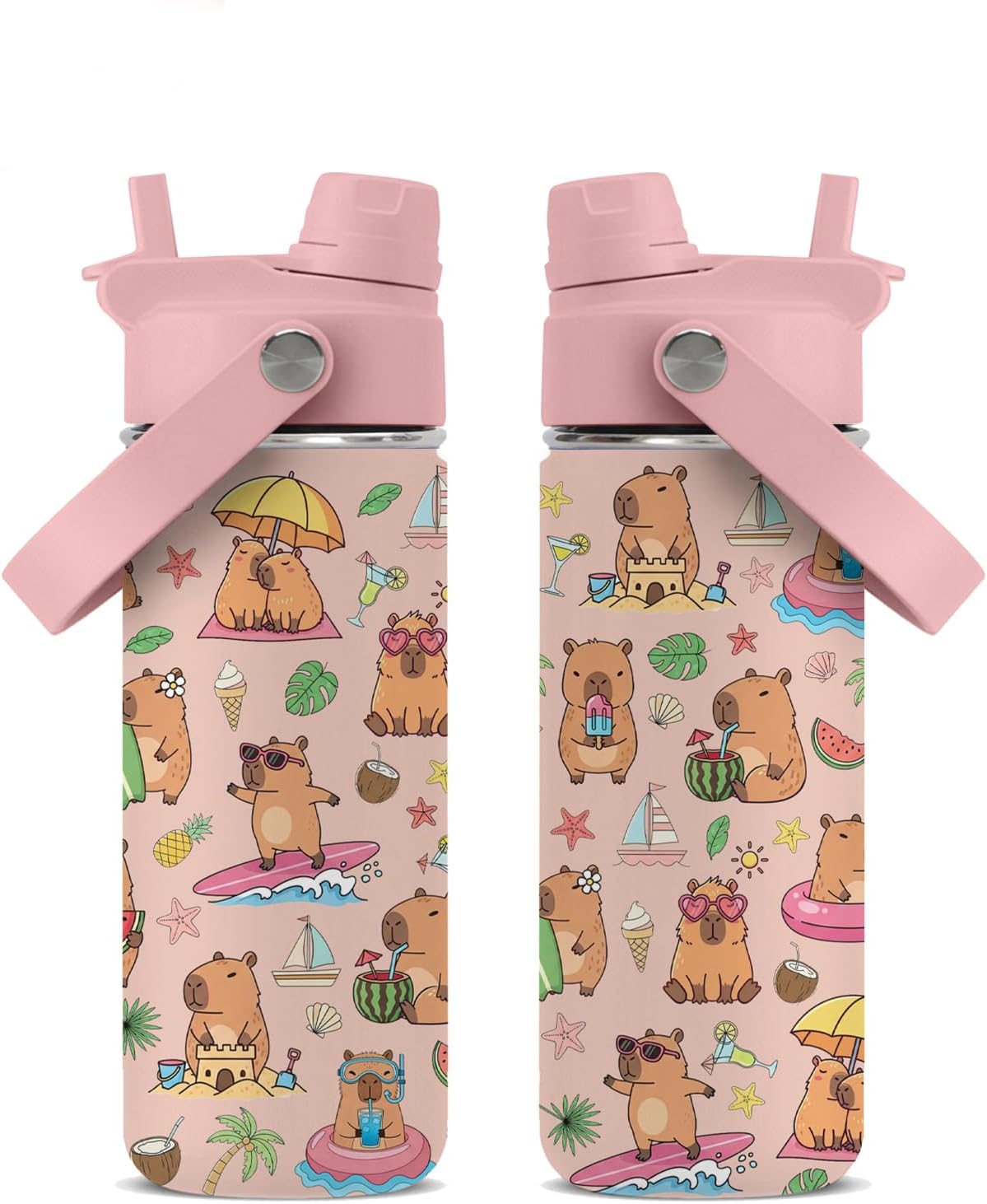 Capybara Gifts Water Bottle 18 oz Stainless Steel Insulated Tumbler Cup For Hot Or Cold Drinks, Birthday Christmas Gifts for Women Men Cute Capybara Mug Funny Gift Stuff Gift for Friend Her Him