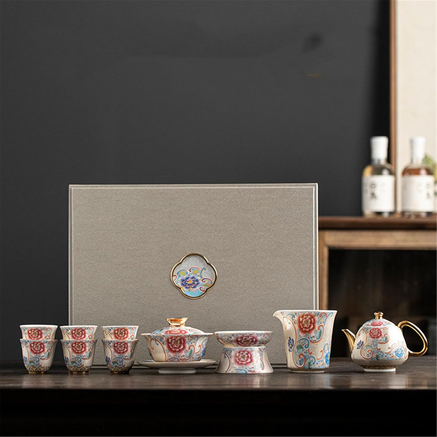 Enamel Chinese Tea Set - Complete Gaiwan and Teacup Kit for Traditional Brewing-set4