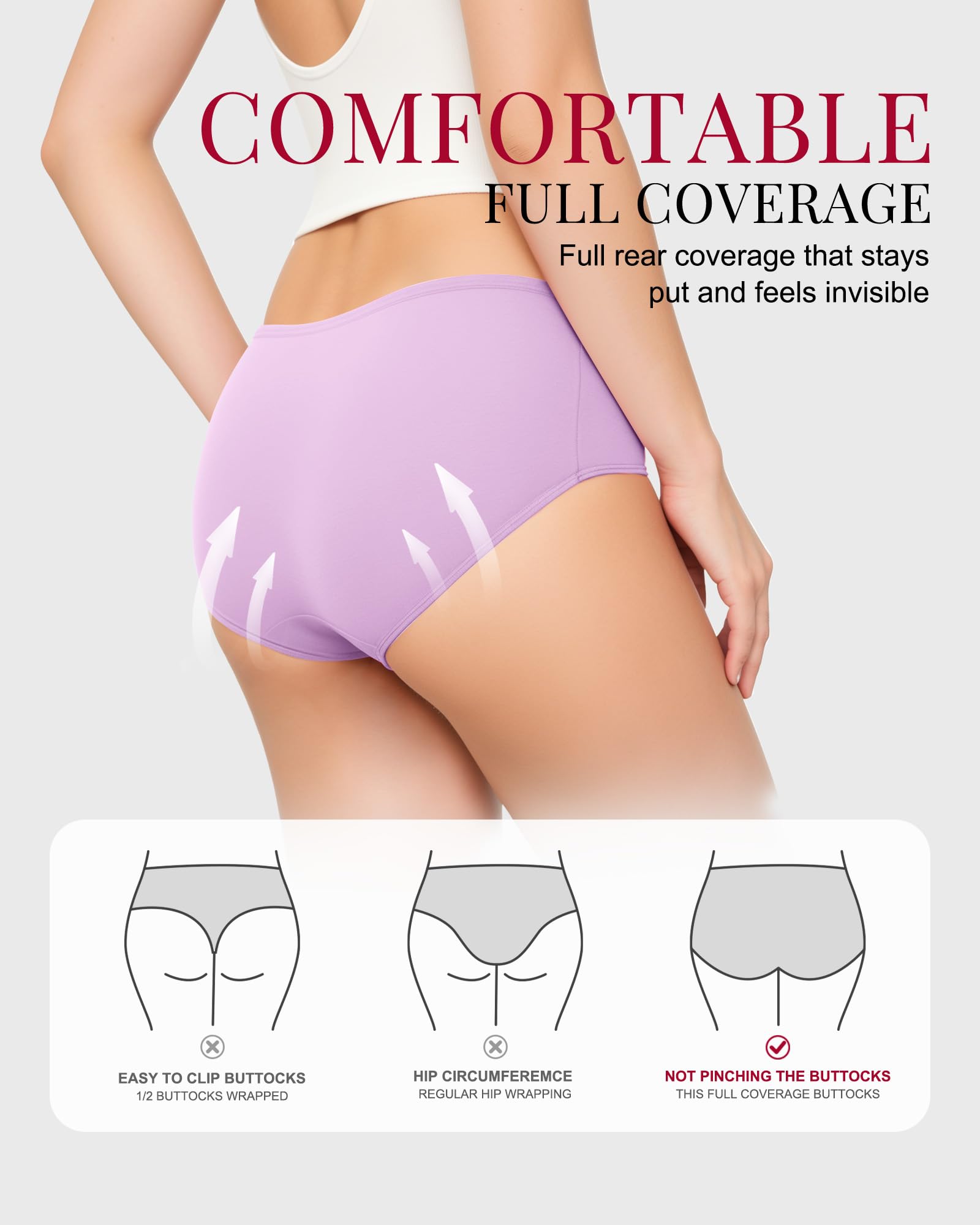 TANSTC Mutande Culotte Donna Cotone, Slip Donna in Cotone - Confezione da 6 Slip Hipster, Vita Bassa Ed Elasticizzati, Traspiranti