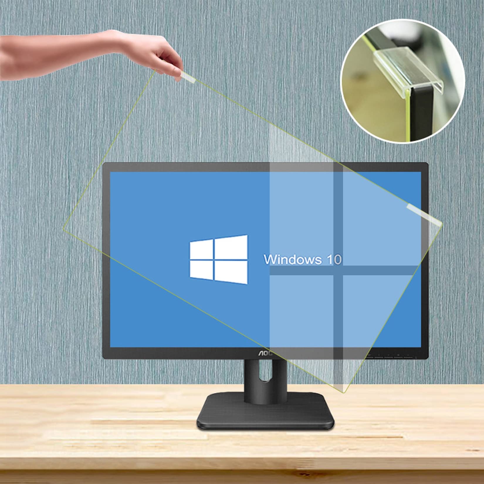 WLWLEO Anti-Blaulicht-Displayschutzfolie für 15,6/17 Zoll Laptop, 22-27-Zoll-Desktop-Computer, der Blaulichtfilter blockiert, Hängende, abnehmbare Acryl-Anti-Kratz-Schutzplatte,27 inch