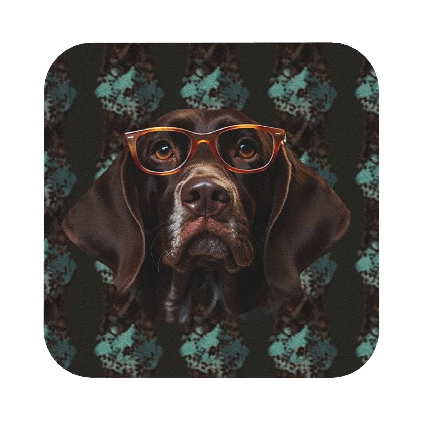 Drink Coasters Set of 6 Coasters for Coffee Table Absorbent Leather Coasters for Drinks German Shorthaired Pointer Cup Coaster Set Decor for Bar
