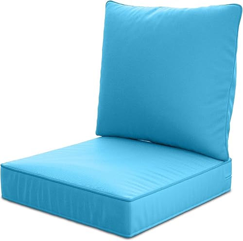Juego de cojines de asiento profundo para exteriores de 24 x 24 x 6 pulgadas, cojines de repuesto impermeables y resistentes a la decoloración,