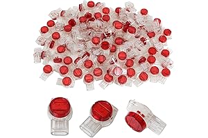 LUORNG 100PCS Red Clear Data Phone Wire Butt Splice 3 Ports UR Connectors