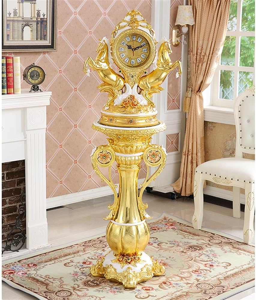 Grandfather Clock Statue Floor Clock Modern Living Room Vertical Clock Villa Galloping Horse Decoration Hall Retro Mute Decoration Grandfather Alarm
