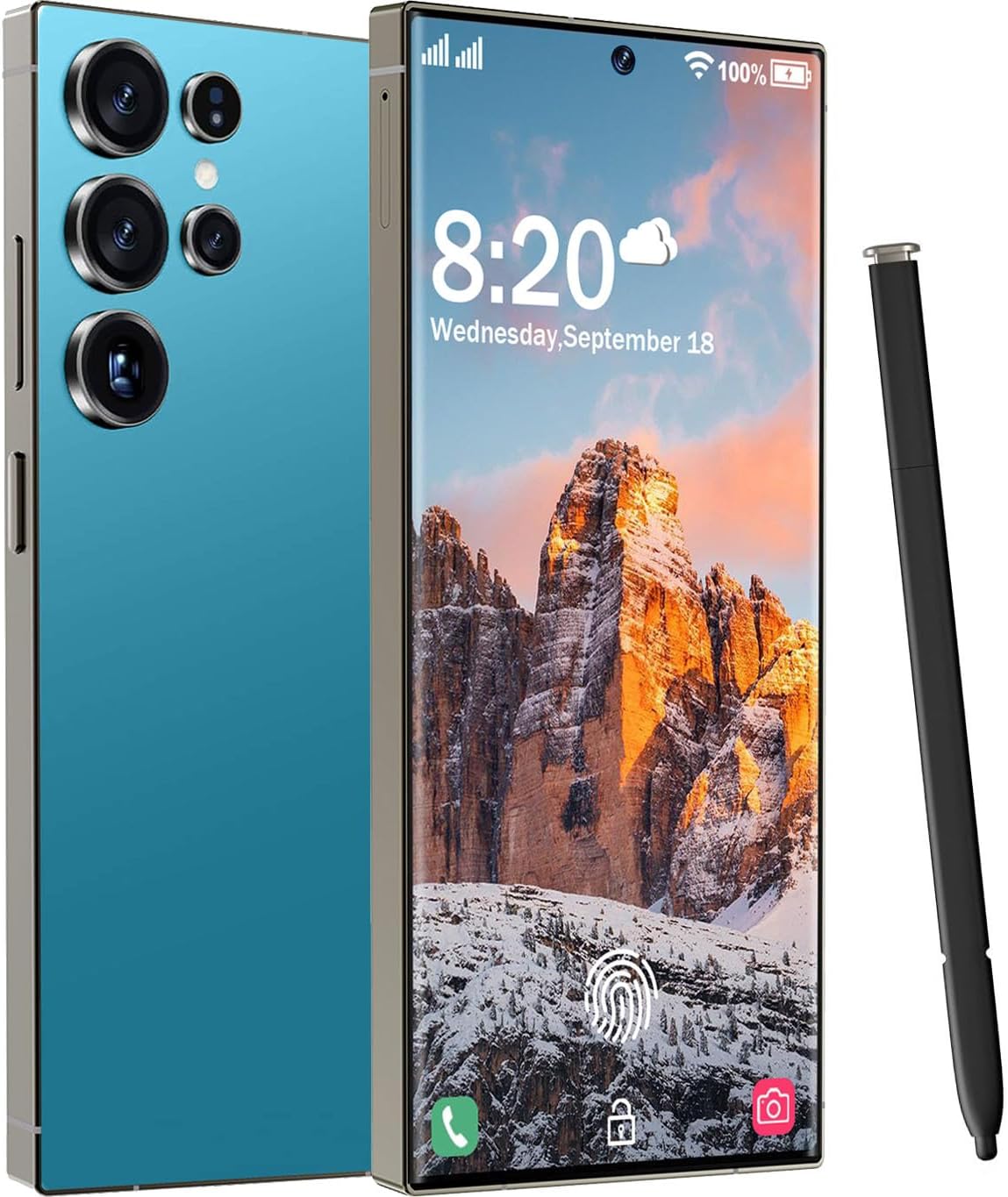 I25 Ultra 5G Unlocked Phones, 12+512GB Android13 Smartphone Battery 6800mAh 6.8" HD Screen Unlocked Cell Phone,48MP+108MP Camera/Built in Pen/Dual SIM/Fingerprint Lock/Face (Sky Blue)