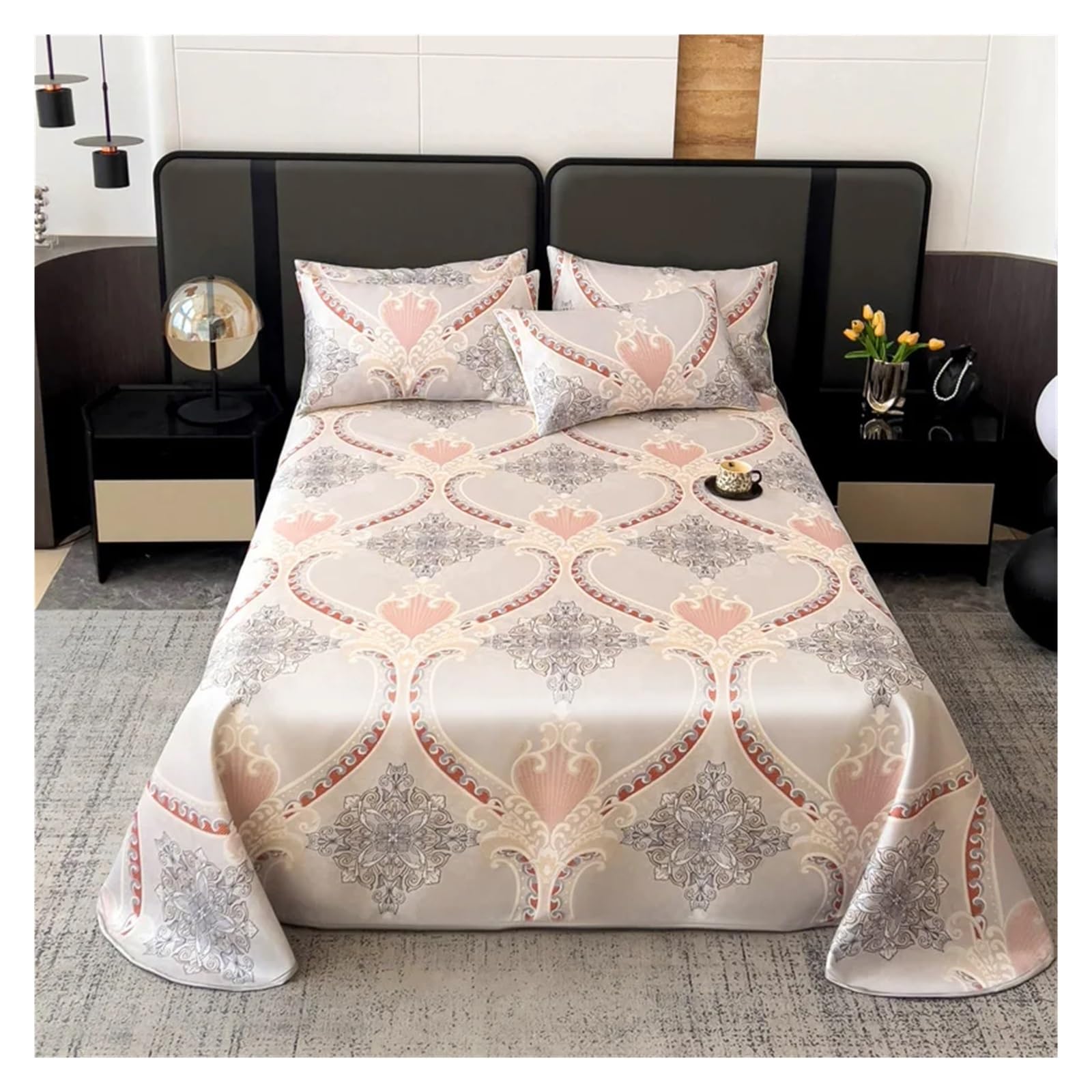 Drap de lit en soie glacée d'été pour lit double et king size