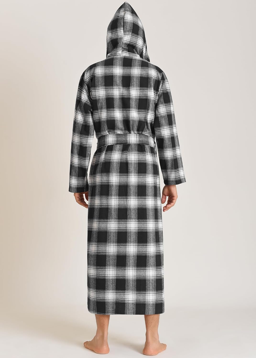 Latuza Men's Cotton Flannel Robe Long Hooded Bathrobe - Image 3