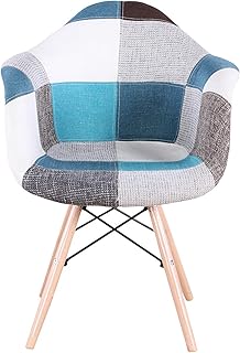 Un set di 2 sedie da pranzo comode, sedia da cucina in stile moderno con braccioli, cuciture in tessuto, gambe in legno massello con telaio in ferro, cucina, camera da letto, sala da pranzo, blu