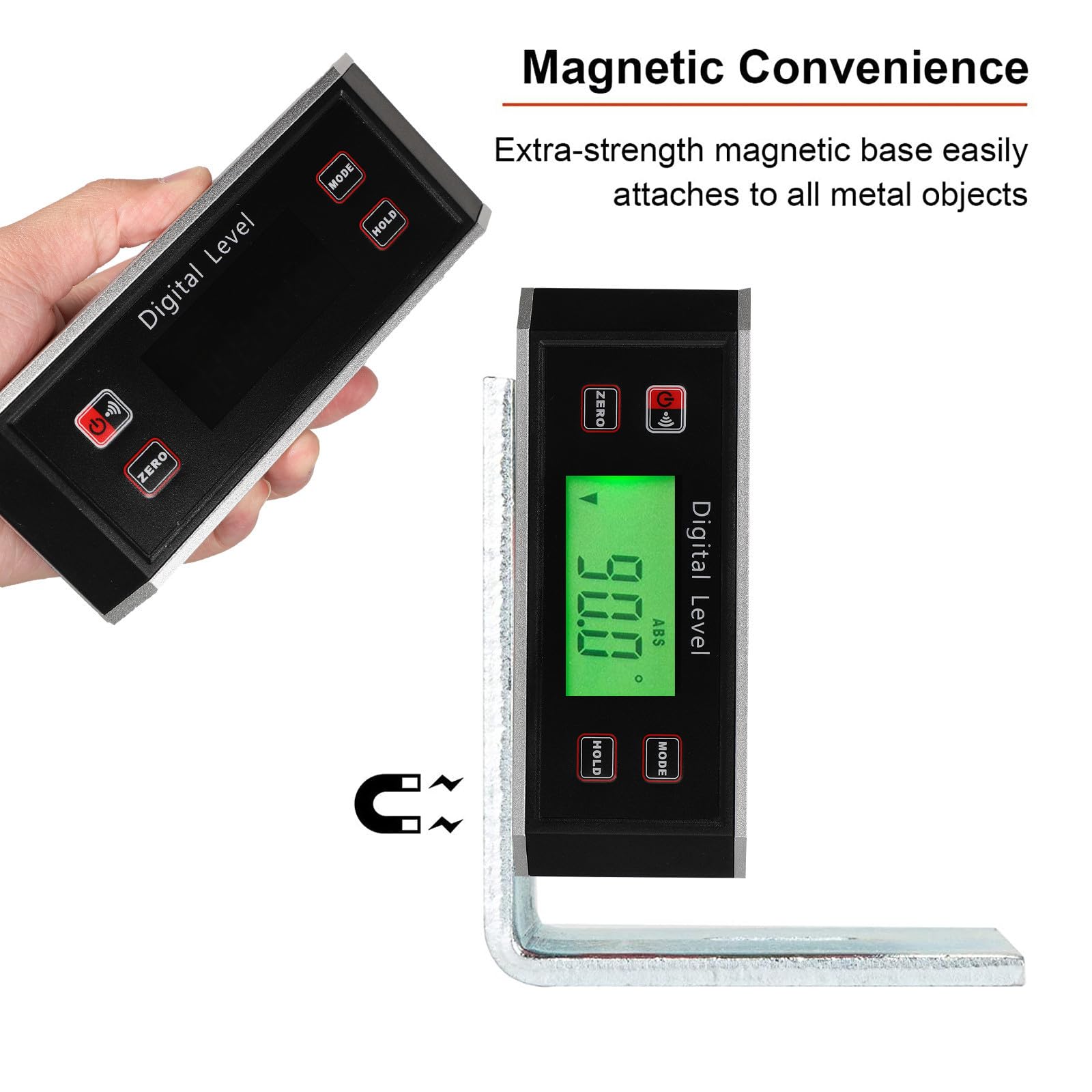 STOBAZA Inclinómetro Digital Profesional Pantalla Lcd y Retroiluminación, Medidor de Nivel Electrónico de Abs para Maquinaria y Campos Médicos