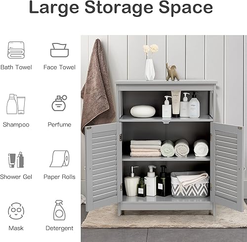 Miniatura 4 de MAT EXPERT Armario de almacenamiento gabinete organizador independiente con 2 puertas y estante ajustable de 3 posiciones armario organizador de