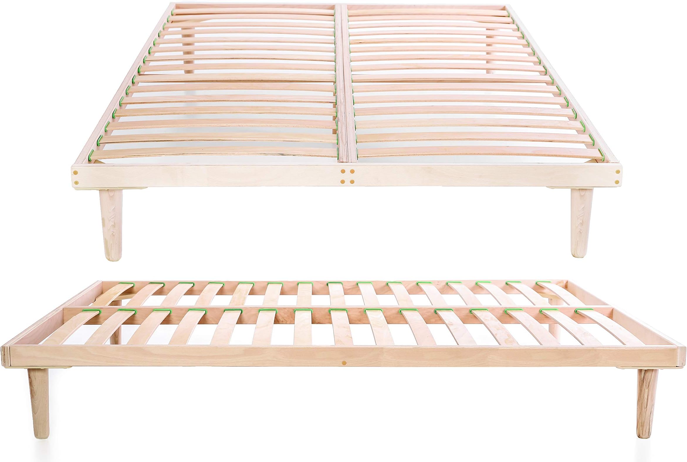 Green Design Beech Wood 5ft Double King Size Bed Frame 150 x 200 cm Orthopedic Sprung Slats Easy Assembly