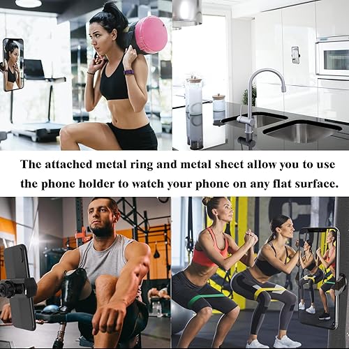 Miniatura 6 de Soporte magnético para teléfono adecuado para gimnasio, ajustable 360, soporte magnético resistente para registro de entrenamiento de gimnasio,
