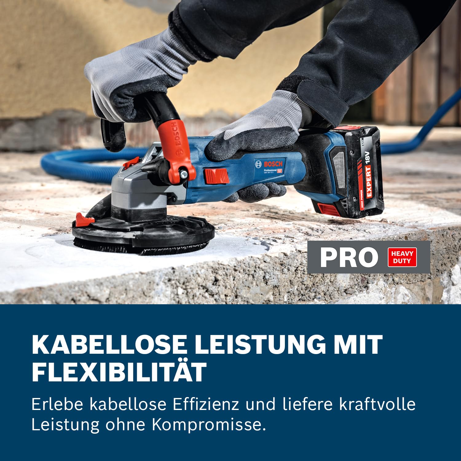 Bosch Professional 18V System Akku-Betonschleifer GBR 18V-15 S (inkl. L-BOXX 238, Diamanttopfscheibe, Zweilochschlüssel, zweiteiliger Ersatzbürstenkranz)