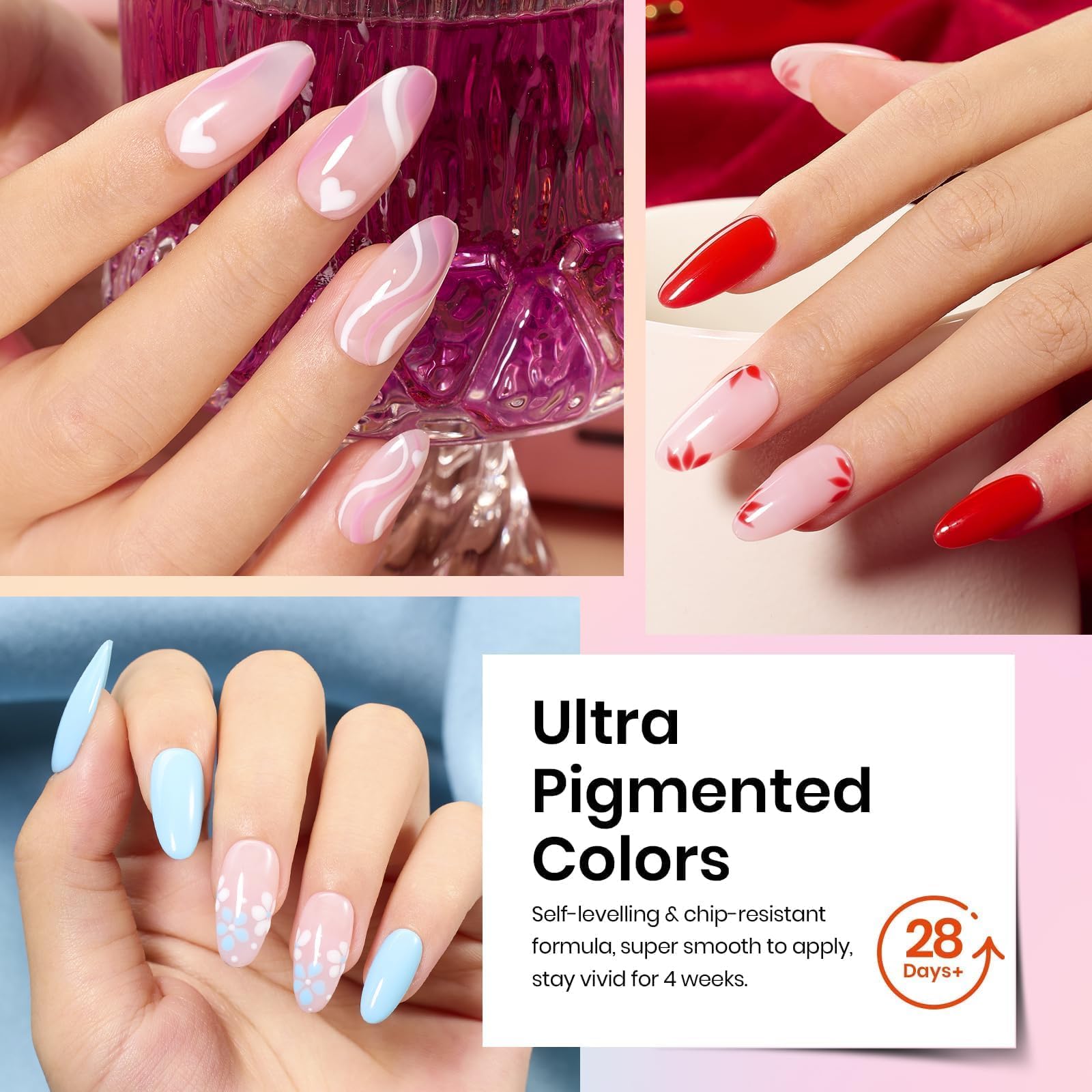 Beetles - Juego de 20 esmaltes de uñas de gel, blanco, negro, nude, con capa base, capa superior mate brillante, colores modernos, lámpara LED UV, regalos para mujeres, vibrantes y sutiles 5